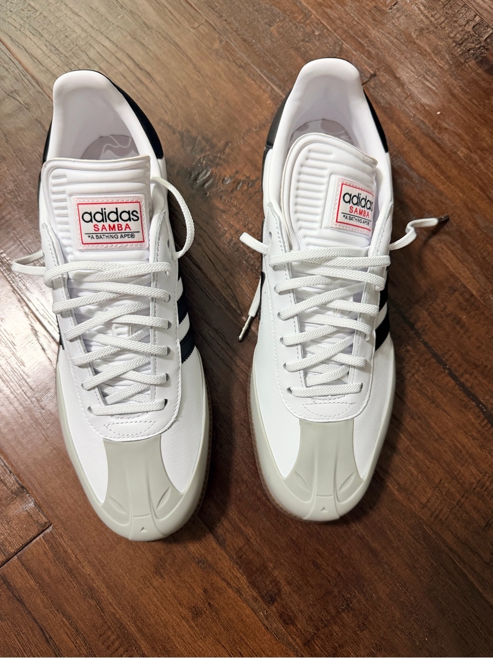 Bape x adidas Samba Men's White & Black Leather Sneakers